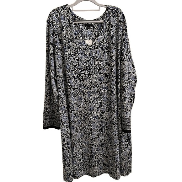 J Jill Wearever Collection Blue Knit Modest Stretch Midi Dress Plus Size 4X - Picture 1 of 8